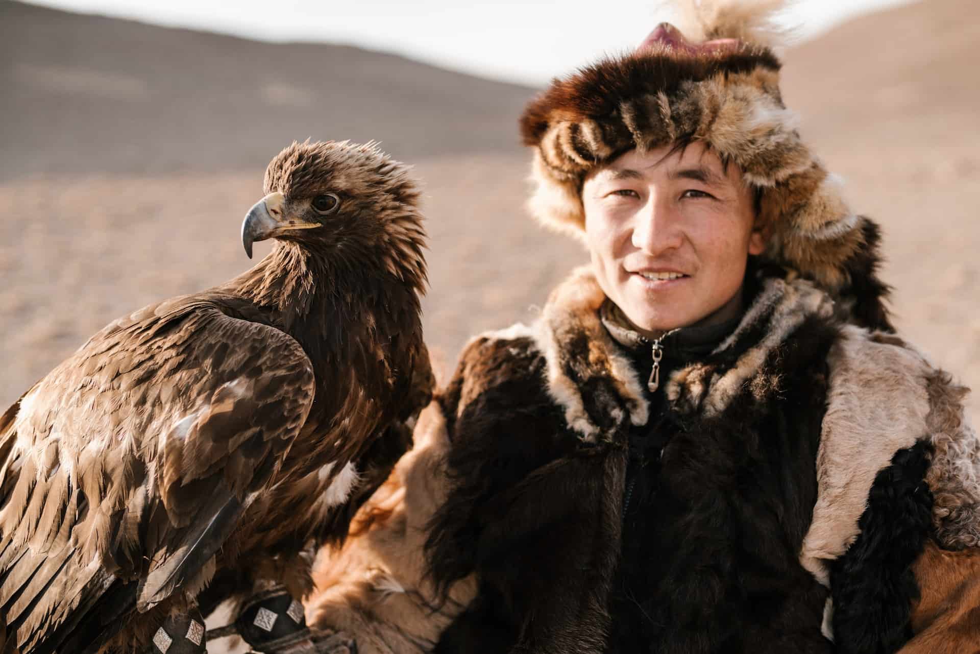 Mongolian Falconer and Eagle as a Hobby